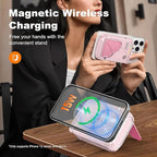 P05 Portable Charger, Magnetic Power Bank, Small Wireless PowerBank,Emergency Battery Pack 10000mAh Travel Essentials Fast Charging with Built in Cable, Wall Plug for iPhone,Samsung,Andriod (Pink)