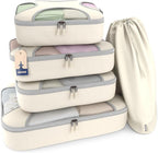 Shacke Packing Cubes for Travel 5 Set - Premium Luggage Organizer Bags - Versatile Travel Organizer for Women and Men - Optimized Packing Bags - Travel Essentials (Sand)