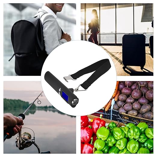 3 in 1 Digital Luggage Scale, 110lbs Capacity LCD Display Portable Hanging Suitcase Weight Scale with Flashlight for Travel
