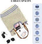 Crochet Beach Bag Summer Woven Tote Bag Crochet Purse for Women handbags Boho Shoulder Bags for Travel Vacation