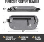 VENTURE 4TH RFID Money Belt for Travel with RFID Blocking Sleeves – Slim Hidden Travel Wallet & Passport Holder for Men & Women, Lightweight Anti-Theft Pouch to Protect Cash Cards & Documents - Silver