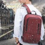 hk Backpack for Men Business Slim Backpack with USB Charger Computer Lightweight Anti-theft Travel (Red, 15.6 Inch)