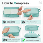 Veken 9/11 Set Compression Packing Cubes for Travel Essentials,Compressible Expandable Large Luggage Suitcase Organizer Bags for Clothing,Durable Space Saver Storage Bags(Blue Green)