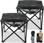 Padded Camping Stool, 18 Inch Oversized Folding Camping Foot Rest, 500lb Outdoor Camp Chair Footstool, Portable Camping Ottoman w/Storage Net, Carry Bag, for Camping Gardening (2, Black)