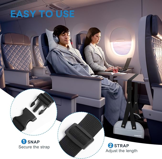 Foot Hammock for Plane Travel with Comfortable No Clashing Base, Portable Airplane Foot Rest Made with Memory Foam, Foot Sling Travel Essentials to Reduce Swelling and Soreness, Gifts for Travelers