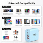 USB C Charger Block, 60W 5-Port Type C Charger Fast Charging Block, USBC USB Multiple Port Wall Charger Plug Adapter for iPhone 17/Air/16/15/14/13/12/11 Pro Max, Samsung Galaxy, iPad, Tablet (Blue)