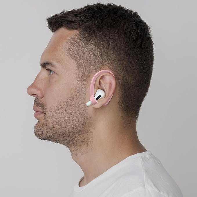 2 Pairs AirPods Ear Hooks for AirPods Pro 2, AirPods Pro, AirPods 4, 3, 2 & 1, Upgraded Anti Slip Sports Clip Hooks for AirPods 1, 2, 3, 4,Pro and Pro 2 – Pink