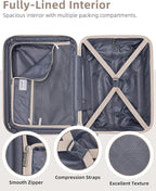 LARVENDER Carry on Luggage 22x14x9 Airline Approved, Expandable 20 Inch Hardside Suitcase with Wheels TSA Lock, PC+ABS Lightweight Carry on Suitcases for Women and Men, Champagne (20/DB/TB)