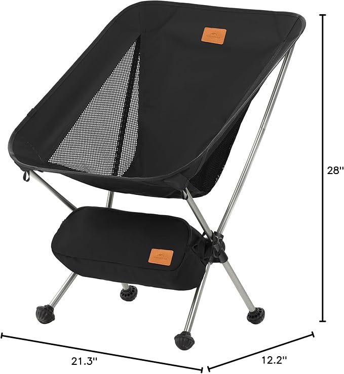 Naturehike YL08 Ultralight Camping Chair, 2.38 LBS Portable Backpacking Chair with Anti-Sinking Feet, Lightweight Compact Folding Hiking Camp Chair