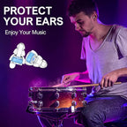 High Fidelity Concert Earplugs for Concerts Musicians，Earplugs for noise reduction，24db Advanced Filter Technology Ear Protection for Music Festivals,DJ's, Nightclub, Drummers - 2 Pairs(Blue)
