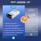 110V 120V to 12V Converter 50A 600W, AC to DC 12V Power Supply SMPS, 12 Volt DC Transformer High Current for LED Strip, 3D Printer, CCTV, Motor, Pump, Air Compressor(12V-50Amp-600W, 12V)
