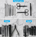 MINKINH Manicure Set Professional Nail Clipper Kit-26 Pieces Stainless Steel Manicure Kit,Nail Care Tools with Luxurious Travel Case (Brown)