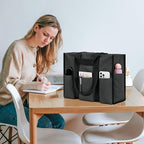 Becokan Large Tote Bag for Women Waterproof with 12 Pockets Top Zipper Closure Utility Teacher Nurse Bags for Work School