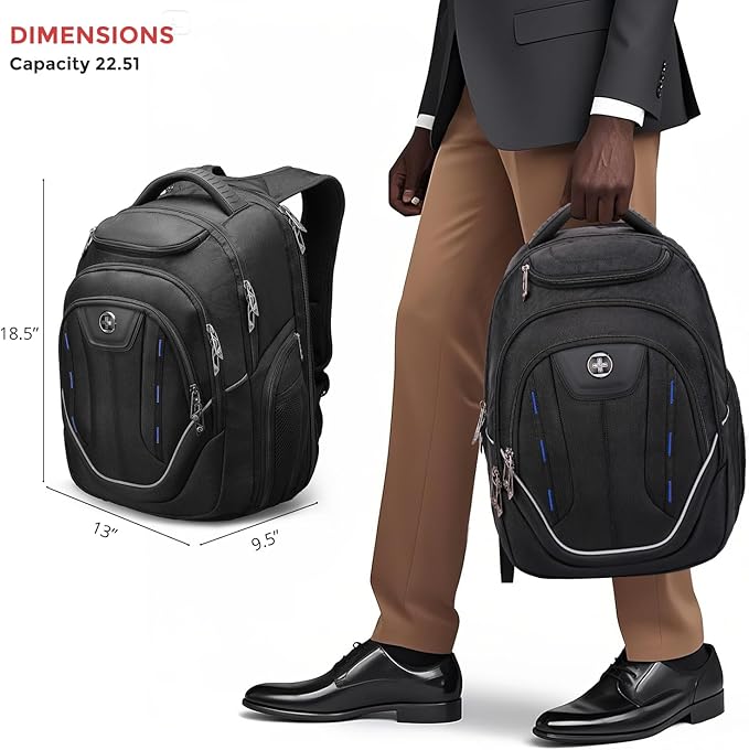 Swissdigital Design TSA Business Laptop Backpack For Men,Travel Backpack With USB Charging Port,College Tech Backpacks With RFID Pockets Presents For Men Fits 15.6 Inch Computer | J16BT-1