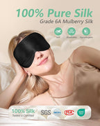 BeeVines Sleep Mask, 2 Pack 100% Real Natural Silk Eye Masks with Adjustable Strap for Sleeping, Mulberry Silk Eye Sleep Shade Cover, Blocks Light Reduces Puffy Eyes Traveling Gifts (Black & Black)