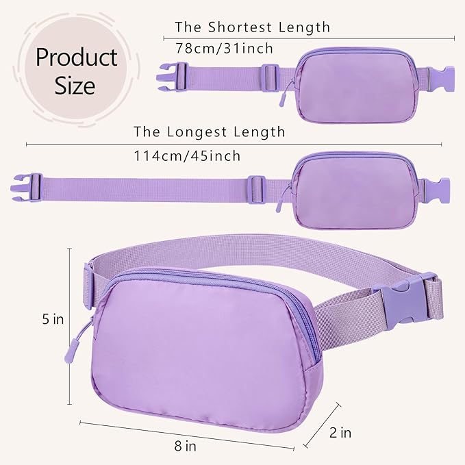 Fanny Pack Crossbody Bag for Women and Men, Belt Bag for Hiking Bum Bag with Adjustable Strap,Casual Cell Phone Pouch?Waist pack for Running Workout Sports Travel Light Purple