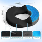 Donut Pillow Seat Cushion - Cooling Gel Donut Chair Cushions, Memory Foam Seat Cushion for Office & Home, Car Seat Cushion and Butt Pillow, Hemorrhoids Pillow and Tailbone Pain Relief, Black