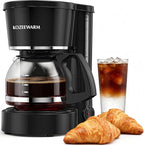 Coffee Maker, 5 Cup Drip Coffee Machine with Glass Carafe, Compatible with Ground&Tea Leaves – Portable Small Cafetera for Home, Office, Travel & Camping-Black