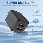 USB Wall Charger, Dual Port USB Cube Power Adapter Charger Plug Block Charging Box, Dual Port Wall Fast Charging Adapter, Compatible for i Phone 14 13 12 11，Black