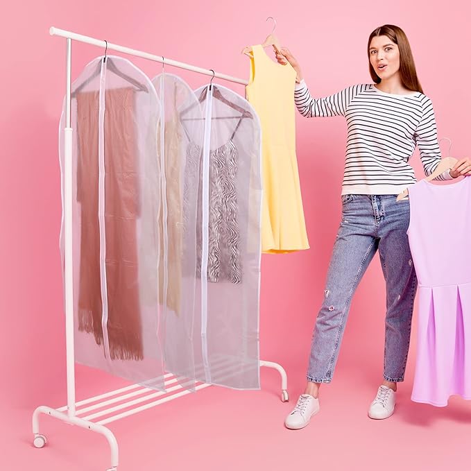 Weysat Set of 36, 24 x 60 Inch Hanging Garment Bag Clear Garment Covers Plastic Clothes Protectors for Hanging Clothes Storage Full Zipper Suit Bags PEVA Breathable Cover for Clothing Coat