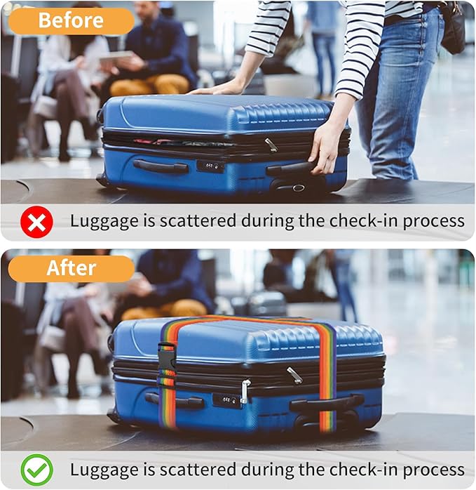 BILIONE 4 Pack Luggage Straps 79" Long Belts Keep Suitcase Secure While Traveling, TSA Approved Add a Bag Premium Accessory for Travel Bag Closure (4PCS Orange)