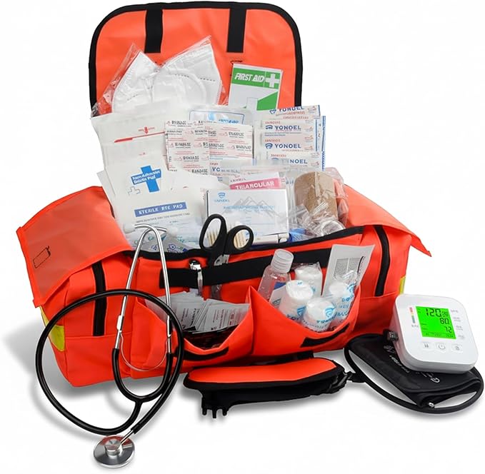 EMT 1st 362 Pcs Emergency Responder First Aid Kit with 40 Unique Items & First Aid Guide Book, Large First aid kit for car, Travel & Home - Emergency Bag for Hiking, Camping, Backpacking and Outdoor