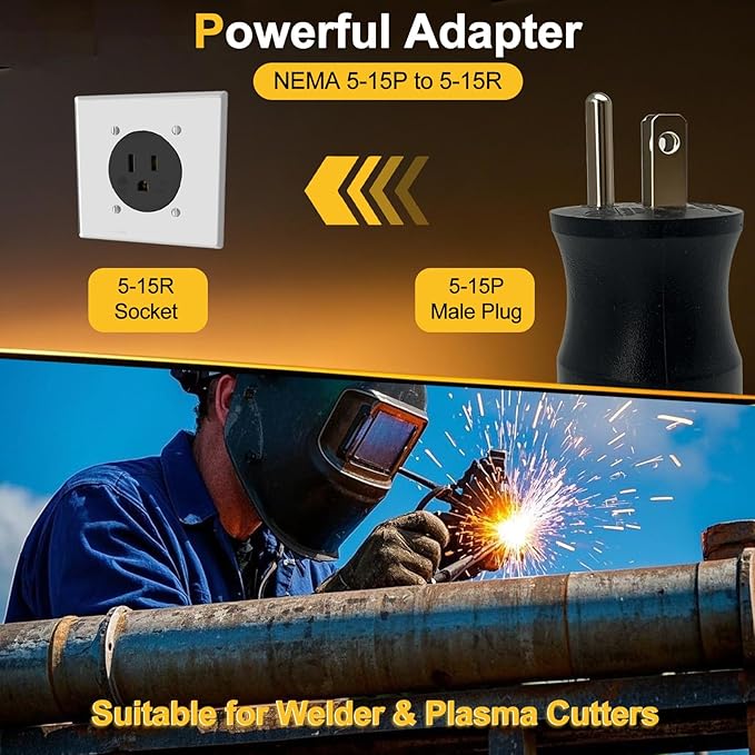 219261 Multi-Voltage Adapter Plug for Miller & Hobart Welders/Plasma Cutters, 115 Volt 5-15P 4 Pin to 3 Prong Replacement for Welding Power Cord