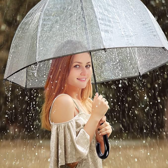 RONIARE Clear Bubble Umbrellas for Rain Large Windproof Dome Umbrella for Weddings,Prom, Graduation and Outdoor Events for Men and Women