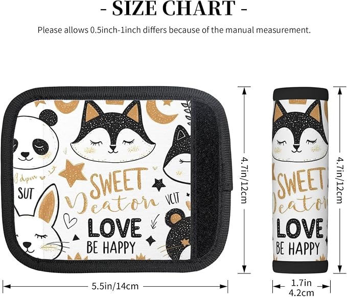 Funny Animals Series Pattern Luggage Handle Wraps 2 Pack for Suitcase, Handle Covers Suitcase Luggage Handle Wrap Luggage Tag Wraps Travel Accessories