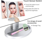 deweisn Dresser Mount Tri-Fold Lighted Vanity Mirror with 21 LED Lights, Touch Screen and 3X/2X/1X Magnification, Two Power Supply Modes Make Up Mirror,Travel Mirror
