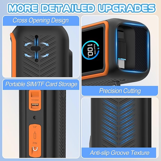 Soft Silicone Case for Anker Laptop Power Bank (25,000mAh/165W), SD/SIM Card Storage, Display Shockproof Protection & Dustproof, Travel Protective Cover for Anker Power Bank 165W (Black Orange)