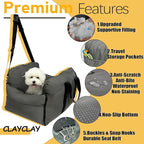 4-in-1 Dog Car Seat, Convertible Pet Booster Seat for Small Medium Dogs Up to 25lbs, Portable Travel Bed Sofa Pad with Safety Strap & Foldable Storage for Car Home Use