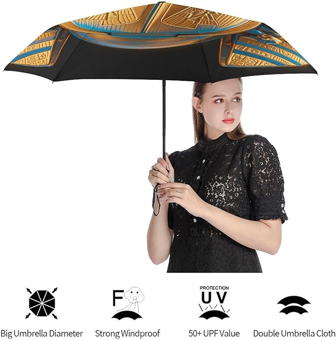 Cowboy Black Hat Western Boots Umbrellas for Rain Portable Travel Umbrellas Lightweight Automatic Windproof Folding Umbrella Compact Outdoor Beach Umbrella for Women, Men
