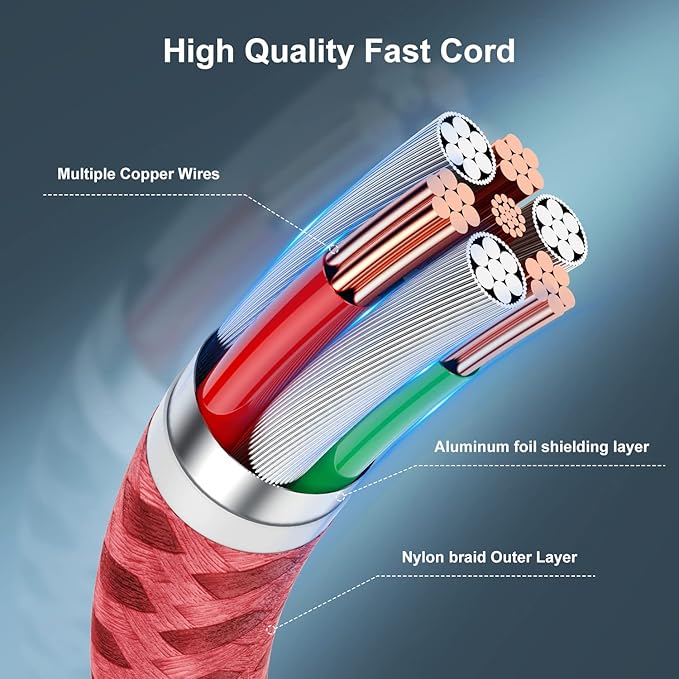 Essri 2Pack for iPhone Charger Cord 3FT, Lighting Cable 3 Feet to USB Charging Cable, Nylon Braided Charging Cord 3 Foot Compatible with iPhone 14 13 12 11 X XS XR 15 Pad -Red