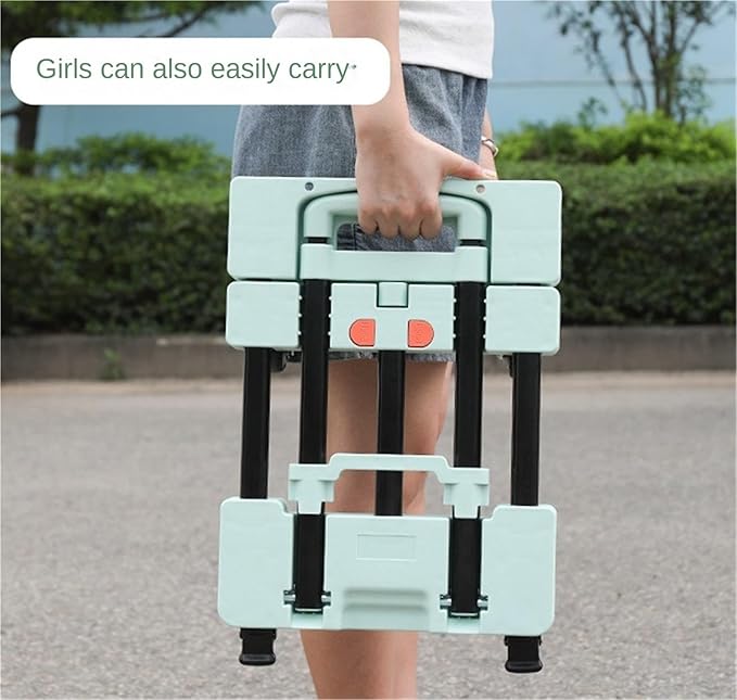 Folding Hand Truck Dolly Cart with 6 Wheels Lightweight Moving Trolley for Luggage Suitcases and Groceries (Green) & Easy to Use