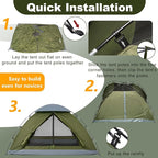 Camping Tent, 1/2 Person Tent, Lightweight Waterproof Backpacking Tent, 5-Minute Setup Outdoor Tent with Carry Bag, Ideal for Camping Hiking