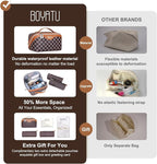 BOYATU Travel Makeup Bag Organizer Cosmetic Bag: 3 Pcs Set Make up Bags for Women with Handle - Waterproof Vegan Leather Toiletry Bags Travel Essentials Pouch with Compartments (H-01-Brown)