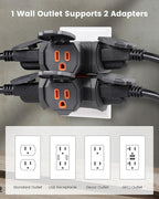 SURAIELEC Outdoor 3 Way Plug Adapter, Multi Plug Outlet Waterproof, 1 to 3 Power Splitter, Electrical 15A Multiple Plug Extender with Cover for Outside Garden Garage Cruise, Gray, ETL Listed, 3 Pack