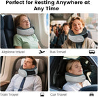 Travel Pillow-Neck Pillows for Airplanes, Memory Foam Travel Neck Pillow for Long Flights|Airport Travel Essentials 360° Support Gifts for Travellers With Eye Mask & Earplugs, Portable Carry Bag