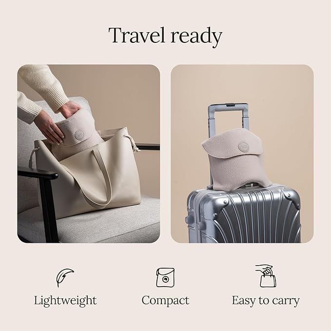 trtl Travel Pillow Original 2.0 – Scientifically Proven Super Soft Travel Pillow with Premium Head & Neck Support – for Airplane Travel – Machine Washable – Lightweight & Compact – Sand Beige