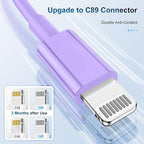 3 Pack Apple MFi Certified Charger Cable 6Ft, Lightning to USB Cable Cord 6 Foot, 2.4A Fast Charging,Apple Phone 6 Feet Long Chargers for iPhone 14/13/12/11/X/XS/XR/SE/8/7/6/5 Plus Pro Max Mini Purple