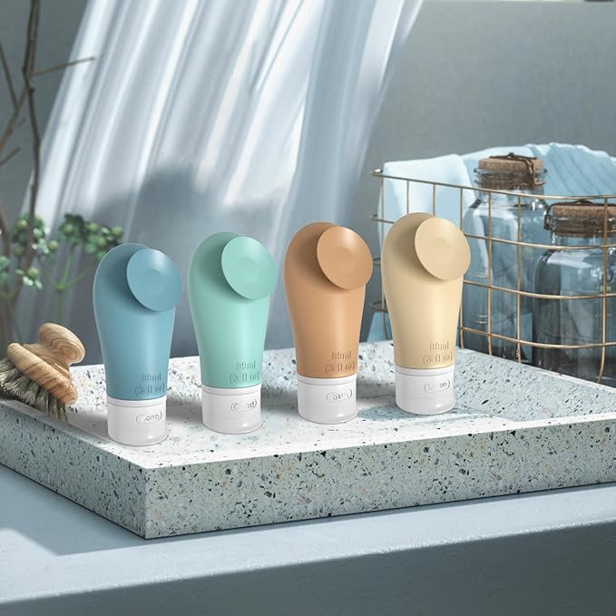 14Pcs Leak Proof Travel Bottles for Toiletries - 3oz TSA Approved Containers Kit With Suction Cup - Essential Accessories for Women