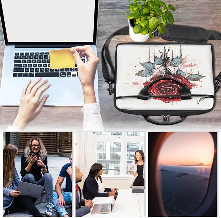 Laptop Shoulder Bag for Women Men, Waterproof Computer Case Messenger Bag Briefcase for Business Office Travel