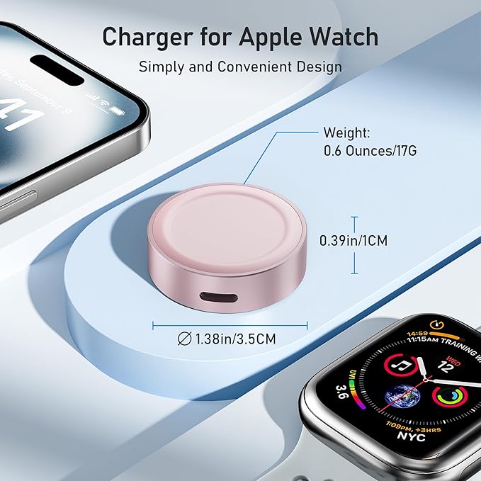 Elebase for Apple Watch SE 3 USB C Charger,5W Magnetic USBC Apple Watch Charging Adapter,Wireless iWatch Charger Dock Type C & iPhone Power Port for iWatch Series 11 10 9 8 7 6 SE Ultra 3,42/46/44mm