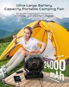 Misting Fan, Portable Camping Fans with 9oz Water Tank, 24000mAh Rechargeable Fan with 4 Speed, Battery Powered Fans with 120H Cooling, Last 5H Mist, 2 Mist Modes, Light, Outsides/Summer Essential
