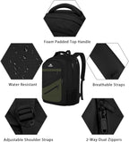 MATEIN 17 Inch Laptop Backpack for Work, Airline Approved Carry On Travel Backpack with Anti Theft Pocket and Luggage Strap, Water Resistant College Computer Daypack Gifts for Men Women, Black Green