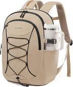 LOVEVOOK Mens Backpack with Giant Tumbler Holder Pocket,15.6 Inch Everyday Laptop Backpack Commuter Travel Work Computer Bag for Women,Waterproof Hiking College Teacher Back Pack Casual Daypack,Khaki