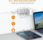 Multi Plug Outlet Splitter, TESSAN Wall Surge Protector 5 Outlet Extender 3 USB Charger Adapter, 3 Way Multiple Power Electrical Plug Expander