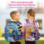 Bagseri Clear Backpack for Girls - 15 Inch Heavy Duty Kids Clear Bookbag for Kindergarten to Grade 2, Transparent School Bag with Reflective Strip, Fits Folders, Deep Purple Unicorn