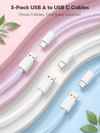Senetem USB C Cable 6FT 3-Pack, USB A to USB Type C Charger Cord, 3A Fast Charging Compatible with iPhone 15 16 17 Pro, Samsung S24/S23 S22/Note 20/10, Car Play, Apple iPad Android Accessories